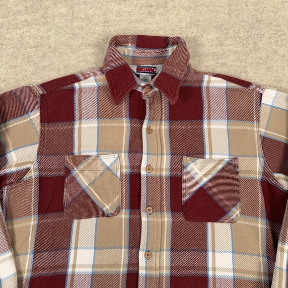 Big Mac Flannel Shirt Mens Large Red Beige Plaid JCPenny 80s VTG Made USA - Picture 2 of 13